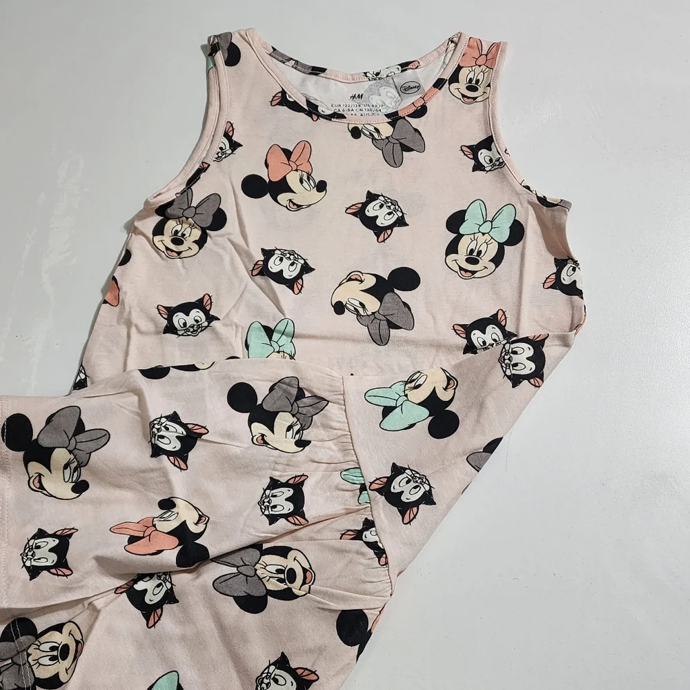 H&M Disney Girls Minnie Mouse & Figaro Printed Cotton Tank Top Dress Size 6x NEW